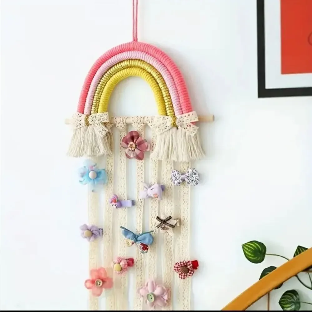 New pink rainbow hair bow organizer display holder girls